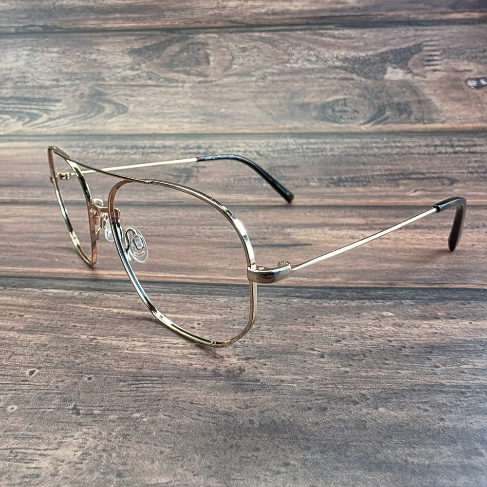 Warby Parker Aram Gold Double Bridge Aviator Eyeglasses 56-18-145 W 2403 2152-4